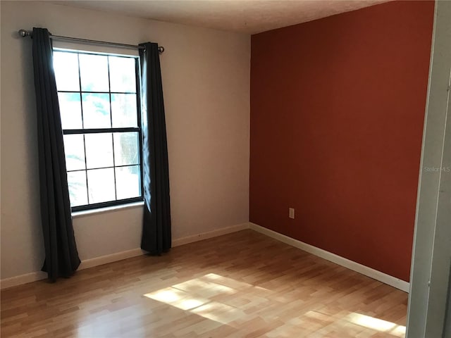 spare room with a wealth of natural light and light hardwood / wood-style floors