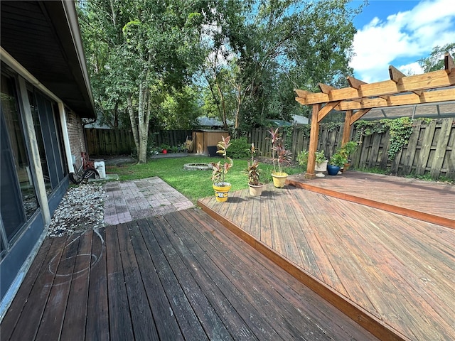 deck with a yard