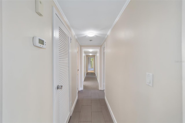 hallway with ornamental molding