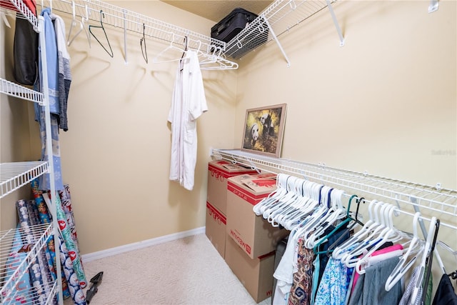 spacious closet with carpet floors