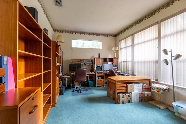 view of carpeted office