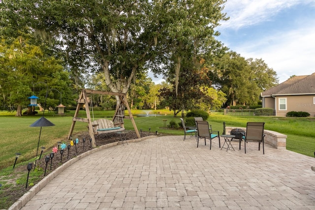 view of patio / terrace featuring a playground