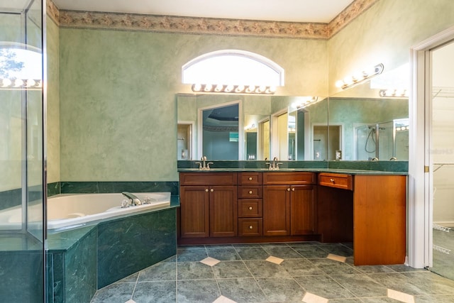 11509 NW 67th Ter, Alachua, FL 32615 - full bathroom with a shower stall, a garden tub, a sink, and double vanity