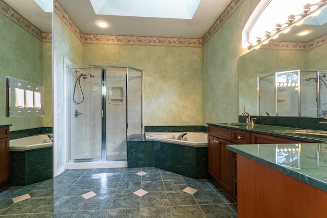 11509 NW 67th Ter, Alachua, FL 32615 - full bath with a bath, a skylight, vanity, and a stall shower