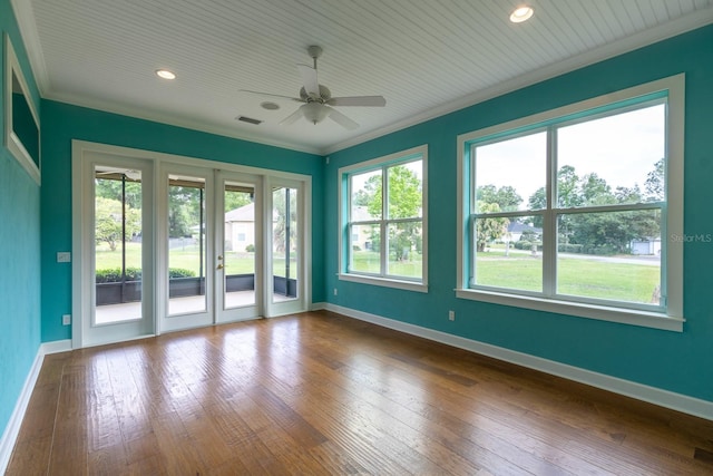 11509 NW 67th Ter, Alachua, FL 32615 - unfurnished room with crown molding, a ceiling fan, baseboards, and plenty of natural light