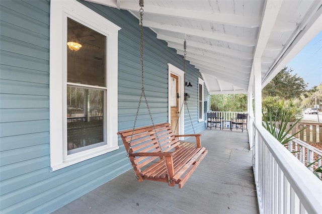 deck featuring a porch