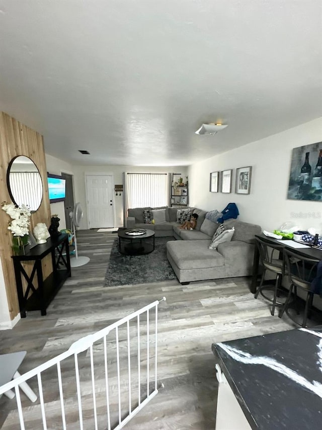 living room with wood-type flooring