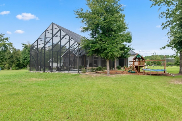 view of yard with a playground