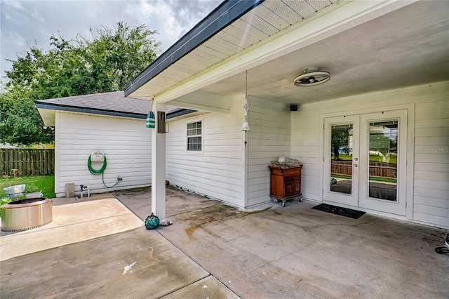 view of patio featuring french doors