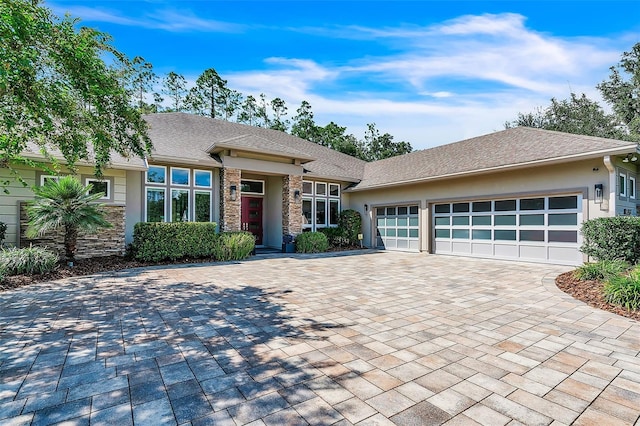 view of front of house with a garage