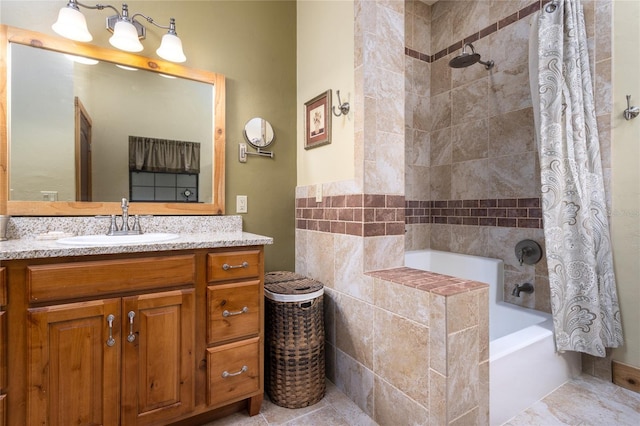 bathroom featuring vanity and shower / tub combo