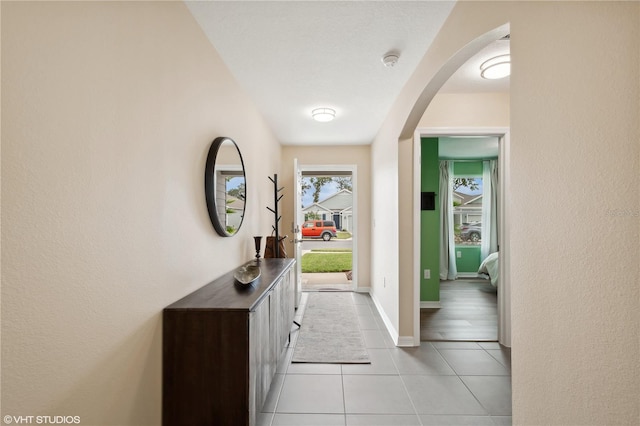 interior space featuring light tile patterned floors