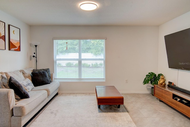 view of tiled living room