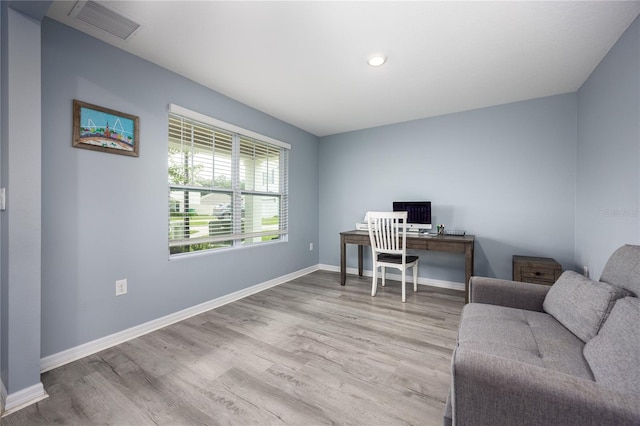 office space featuring light hardwood / wood-style flooring