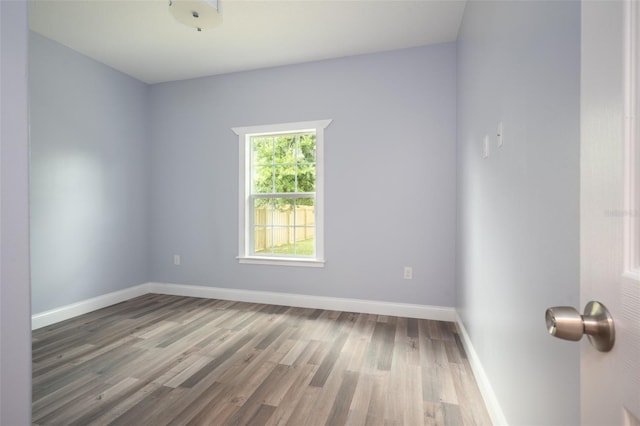 spare room featuring wood-type flooring