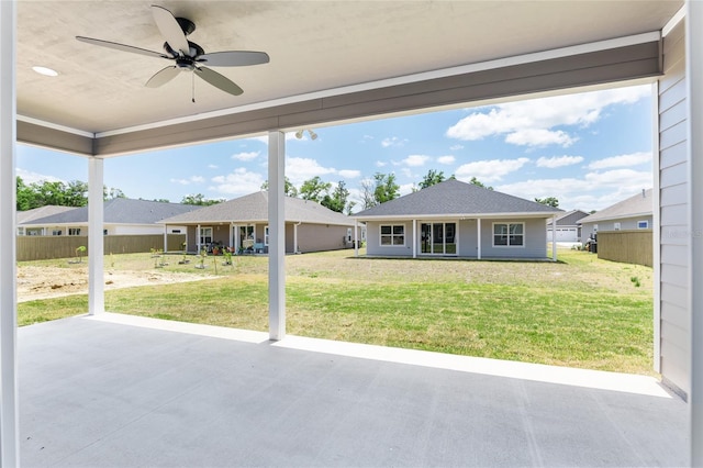 view of patio / terrace featuring ceiling fan