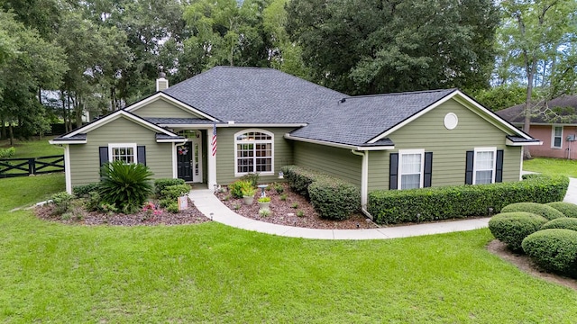 ranch-style house featuring a front yard