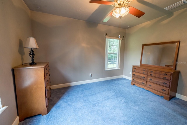 bedroom with carpet and ceiling fan