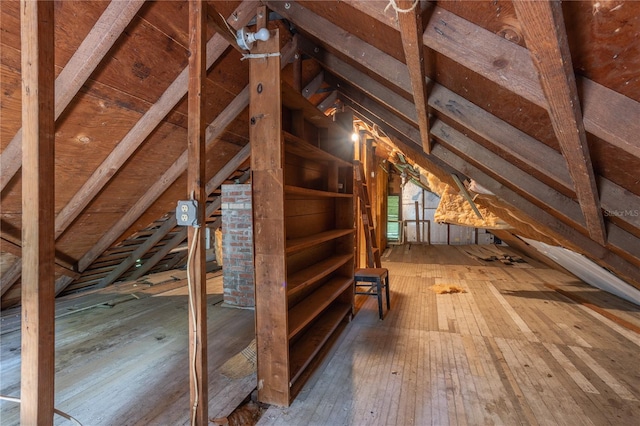 view of unfinished attic