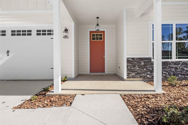 entrance to property with a garage