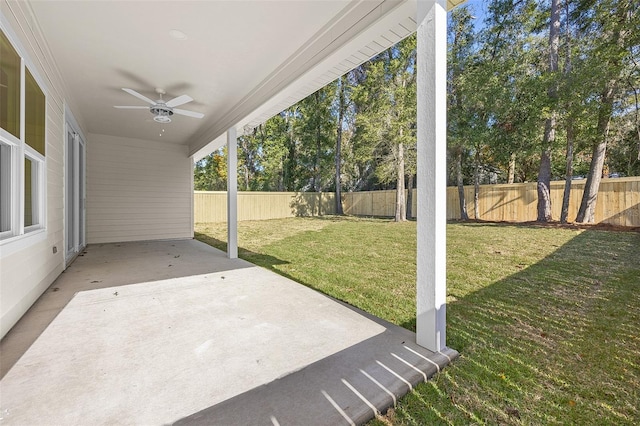 view of patio / terrace featuring ceiling fan