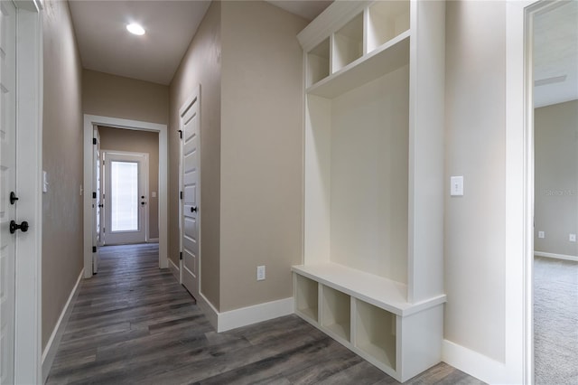 mudroom featuring dark hardwood / wood-style floors