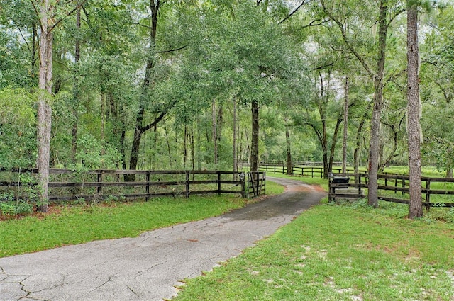 view of property's community featuring a lawn