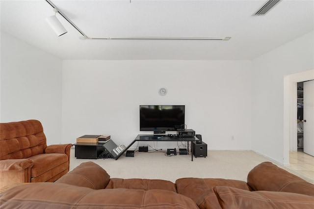 living room with carpet flooring