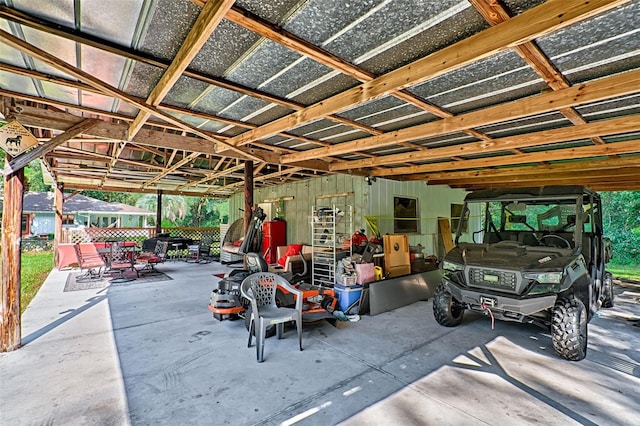 view of garage