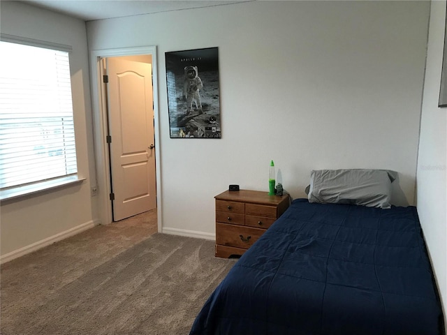 carpeted bedroom featuring multiple windows