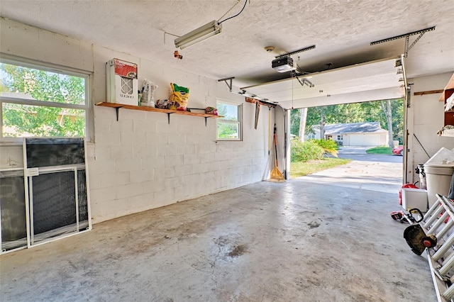 garage with a garage door opener