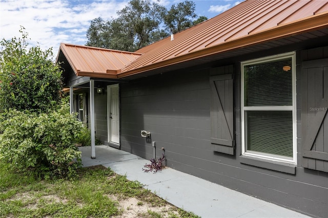 131 Riley Lake Dr, Hawthorne, FL 32640 - view of home's exterior with a standing seam roof, metal roof, and a patio