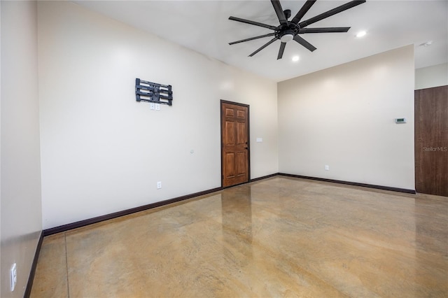 131 Riley Lake Dr, Hawthorne, FL 32640 - spare room with finished concrete flooring, ceiling fan, recessed lighting, and baseboards