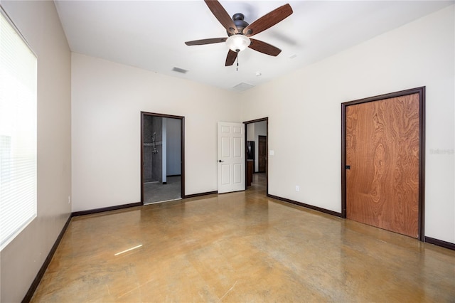 unfurnished room with ceiling fan