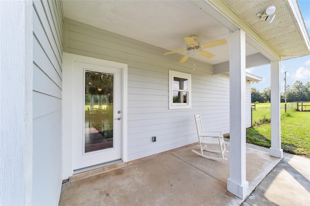 view of patio / terrace with ceiling fan