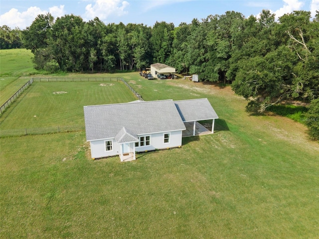 drone / aerial view with a rural view