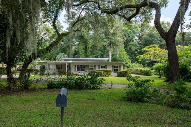 ranch-style house featuring a front yard