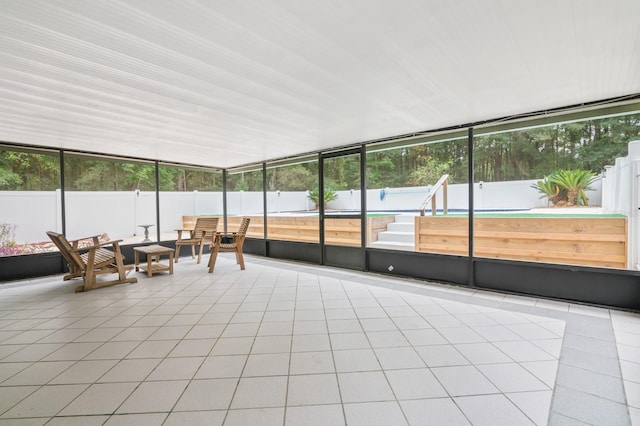 view of unfurnished sunroom