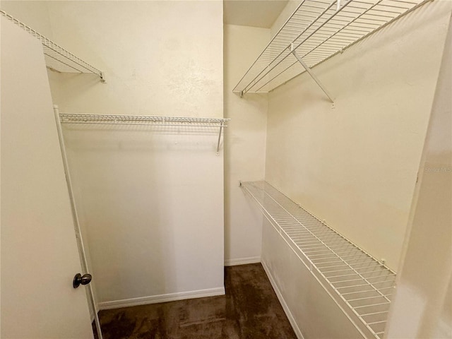 spacious closet with dark carpet