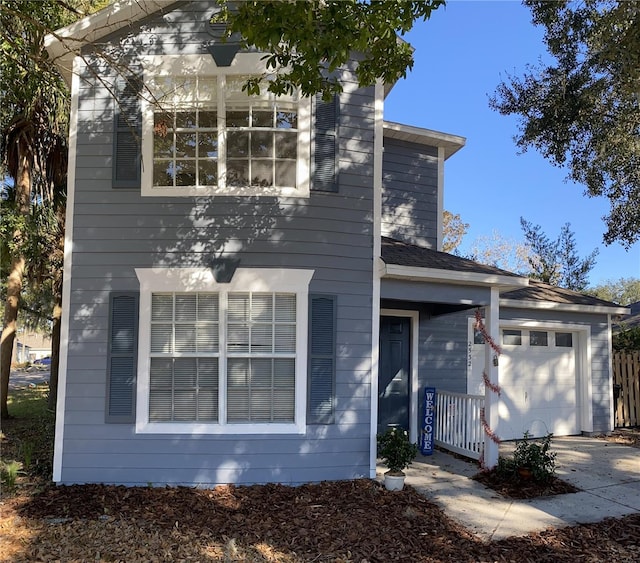 view of front of house with a garage