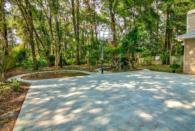 view of patio / terrace featuring basketball court