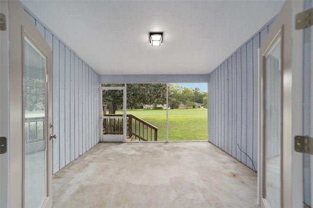 view of unfurnished sunroom