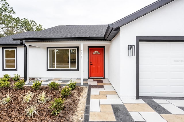 entrance to property with a garage