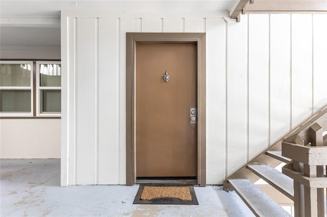 entrance to property featuring elevator