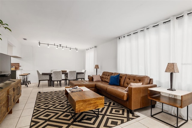 view of tiled living room