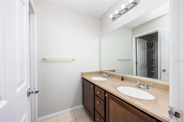 bathroom featuring vanity and tile patterned floors