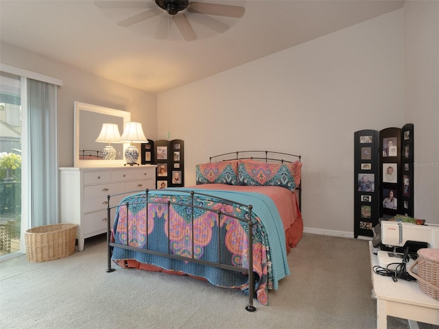 bedroom with carpet flooring and ceiling fan