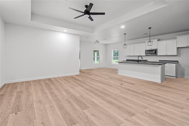 kitchen featuring white cabinetry and light hardwood / wood-style flooring