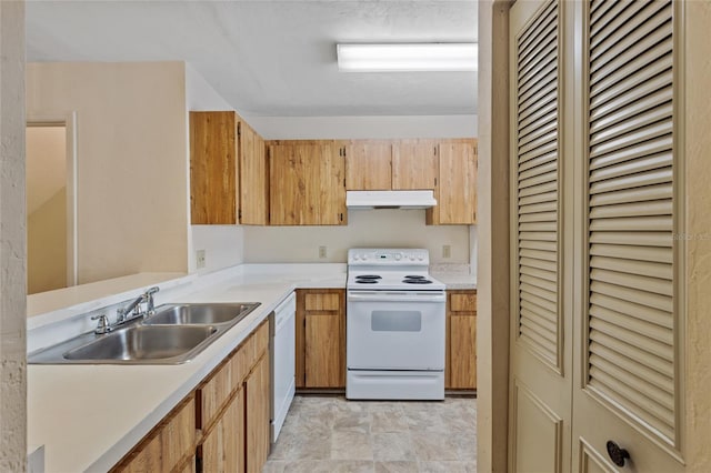 kitchen featuring sink and white appliances