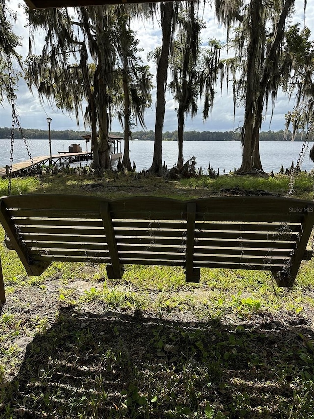 view of yard with a water view